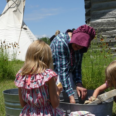Visitors learned about pioneer chores at Spring Valley