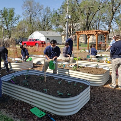 7th & 8th Grade Karn Students assist older adults planting vegetables @ 12th St. Community Garden