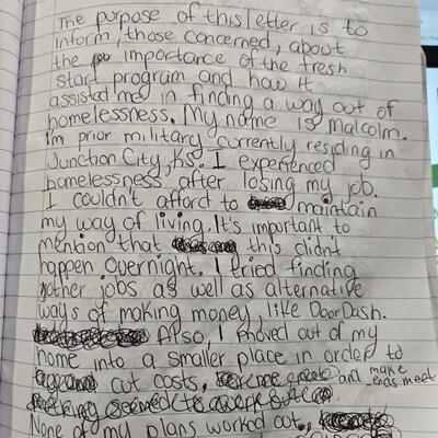 A sincere letter from one of our clients that did not feel comfortable on video.