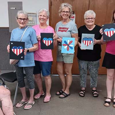 Ladies from the Geary Senior Center painting class