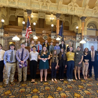 4-H members at the Kansas 4-H Capitol Building while attending 4-H Citizenship in Action.