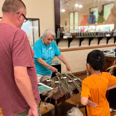 Visitors learned about the different prairie grasses eaten by Bison at STEAM Saturday