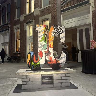 JC Arts District; Statue, Proclamation & Holiday Lights.