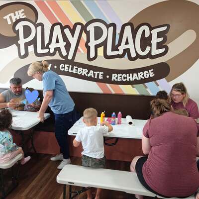 Exec. Director Sherry Frewerd at The Play Place for Toddler Art!